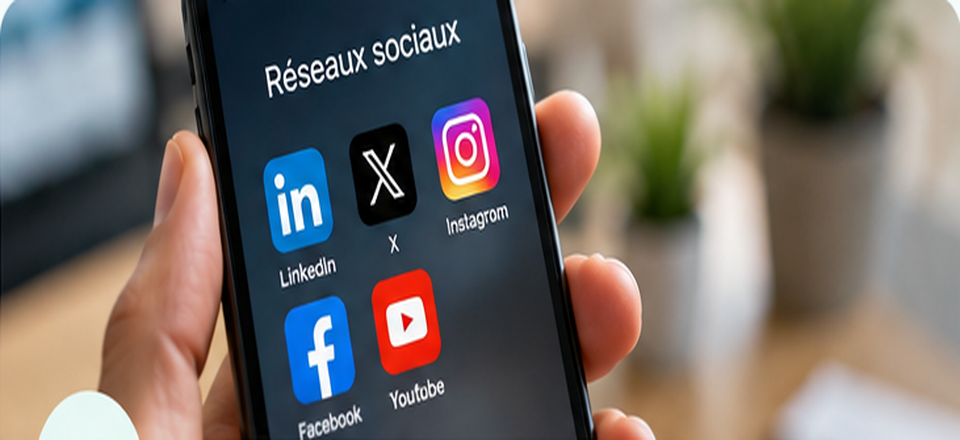 Téléphone affichant plusieurs réseaux sociaux